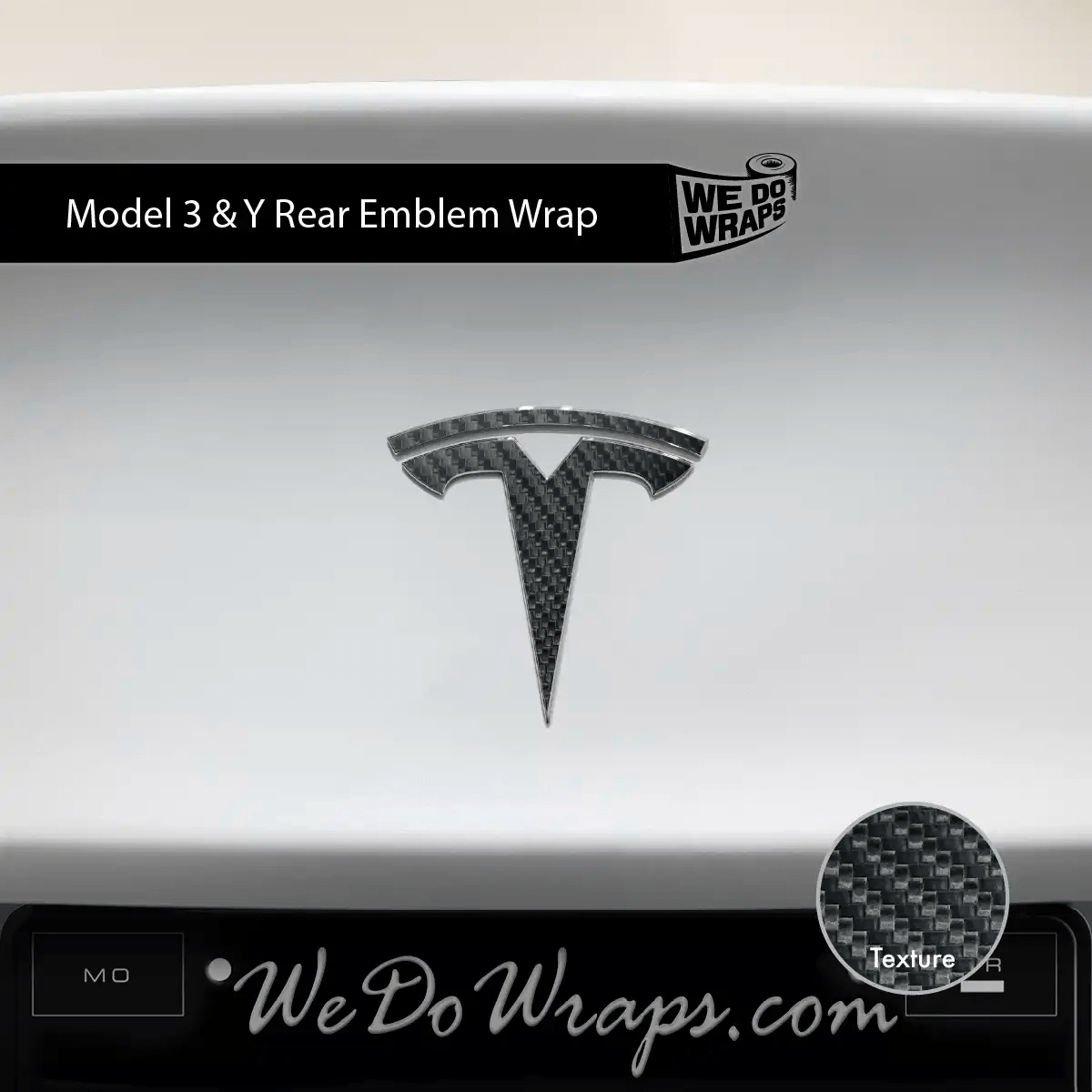 3M Carbon Fiber Tesla Emblem Decals (Front + Back) | Model Y - Tesla Emblems