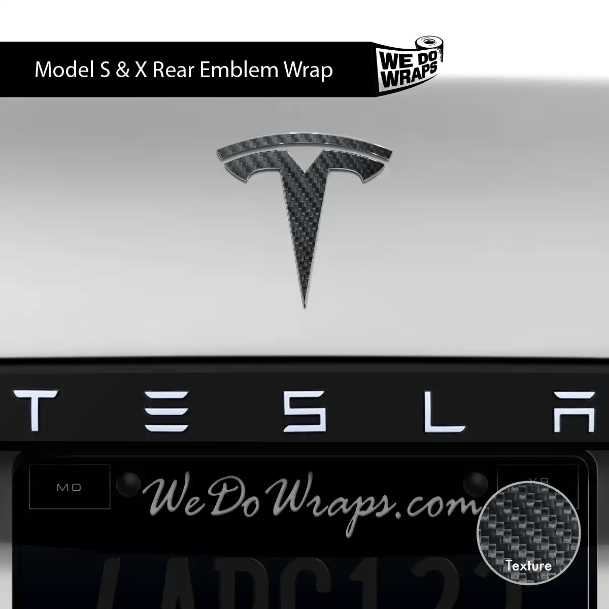 3M Carbon Fiber Tesla Emblem Decals (Front + Back) | Model S - Tesla Emblems