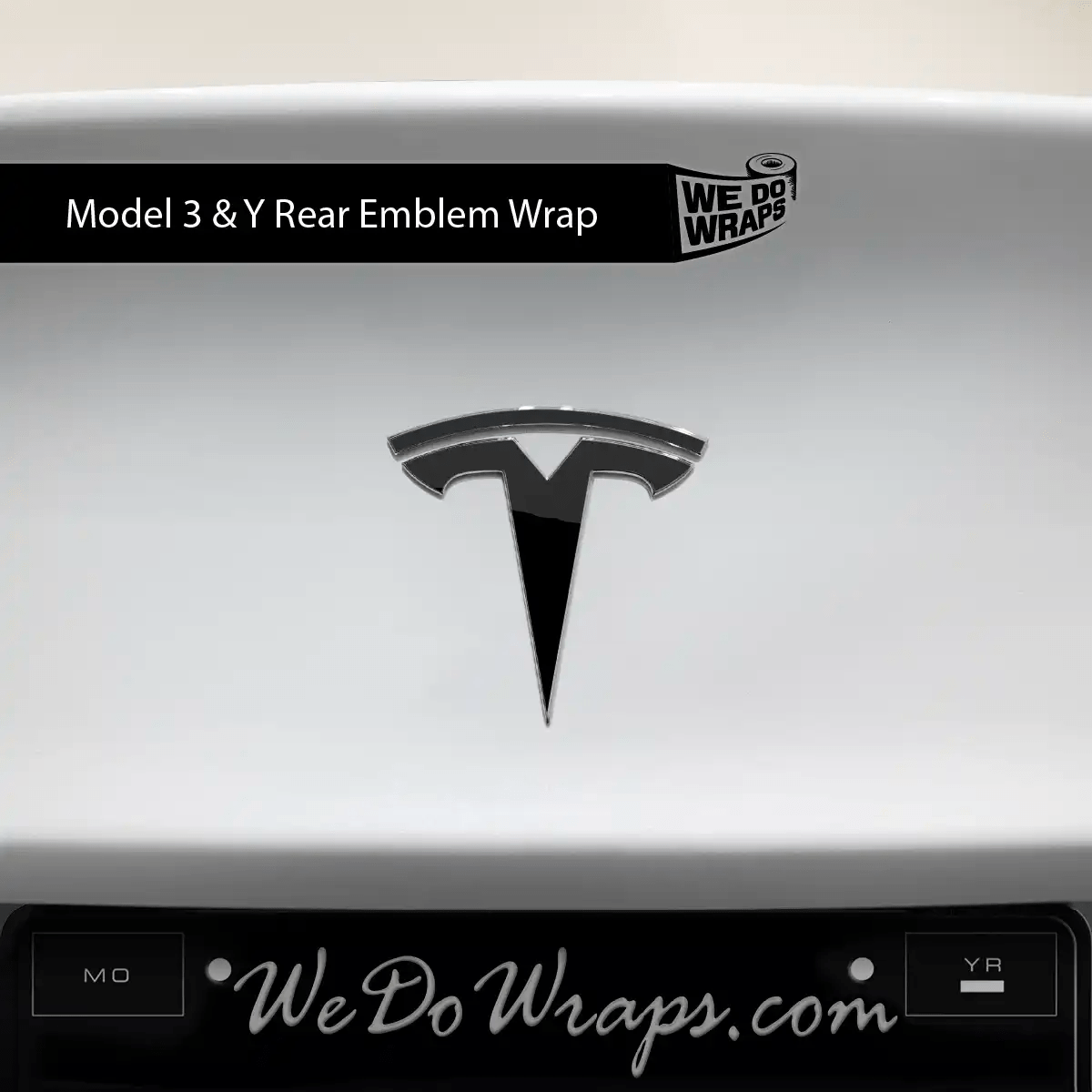 3M Gloss Black Tesla Emblem Decals (Front + Back) | Model Y - Tesla Emblems