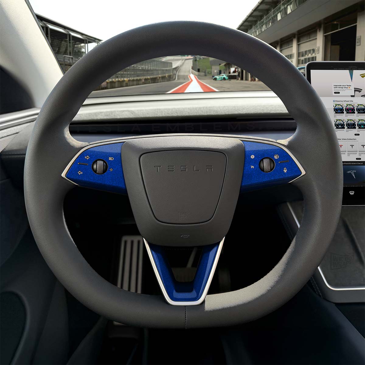3M Deep Blue Metallic Tesla Steering Wheel Trim Decal Kit (3pcs) | M3 Feb 2024 - '25 "Highland" - Tesla Emblems
