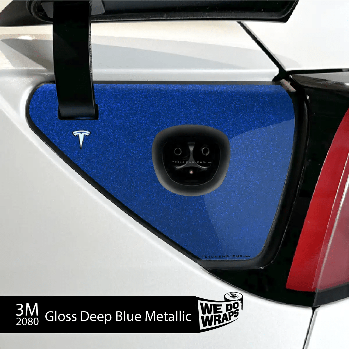 3M Deep Blue Metallic Tesla Charge Port Wrap | Model Y - Tesla Emblems