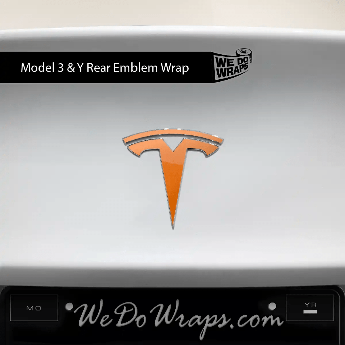 3M Gloss Deep Orange Tesla Emblem Decals (Front + Back) | Model Y - Tesla Emblems