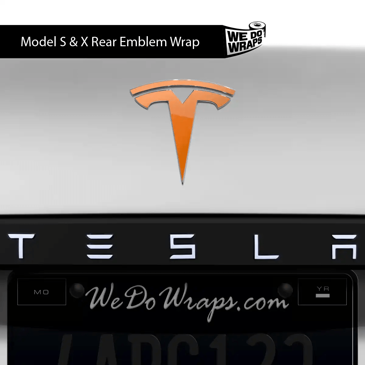 3M Gloss Deep Orange Tesla Emblem Decals (Front + Back) | Model X - Tesla Emblems