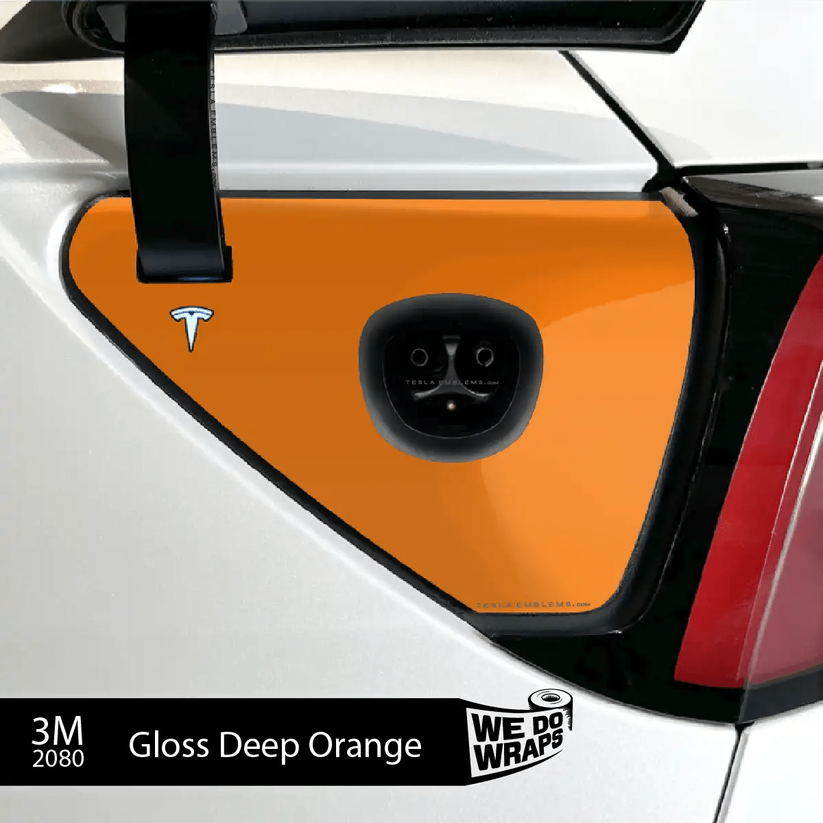3M Gloss Deep Orange Tesla Charge Port Wrap | Model Y - Tesla Emblems