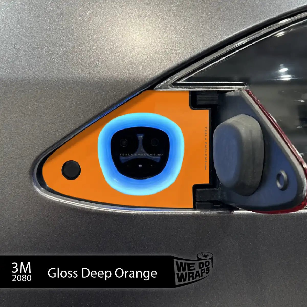 3M Gloss Deep Orange Tesla Charge Port Wrap | Model X - Tesla Emblems