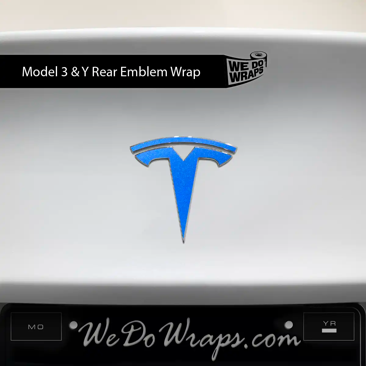 3M Gloss Fire Blue Tesla Emblem Decals (Front + Back) | Model Y - Tesla Emblems