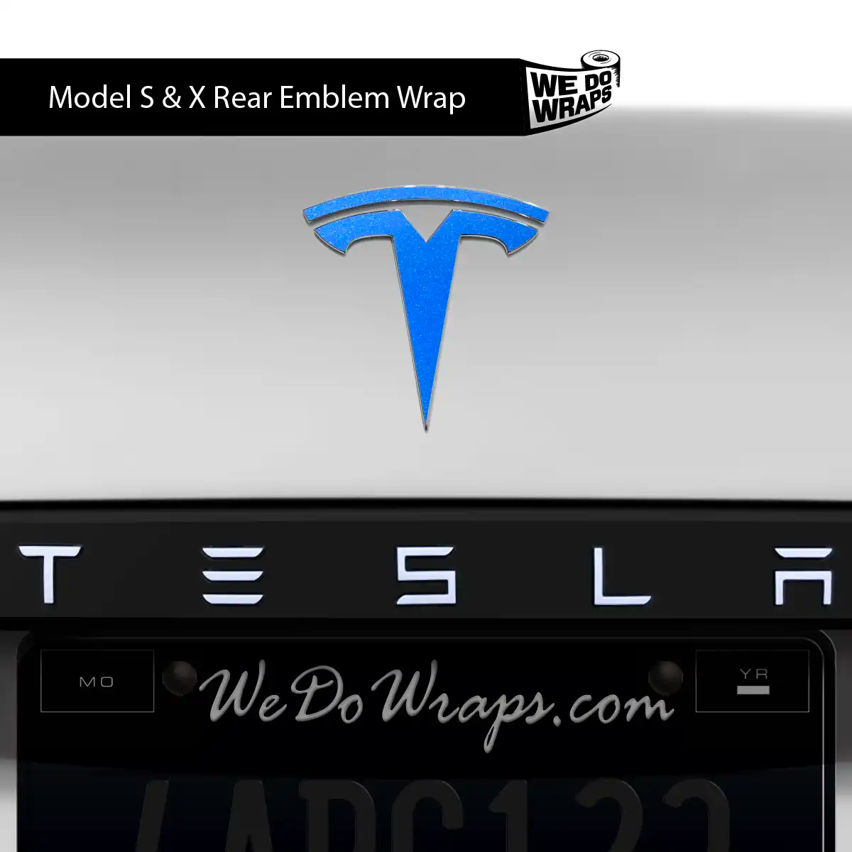 3M Gloss Fire Blue Tesla Emblem Decals (Front + Back) | Model X - Tesla Emblems