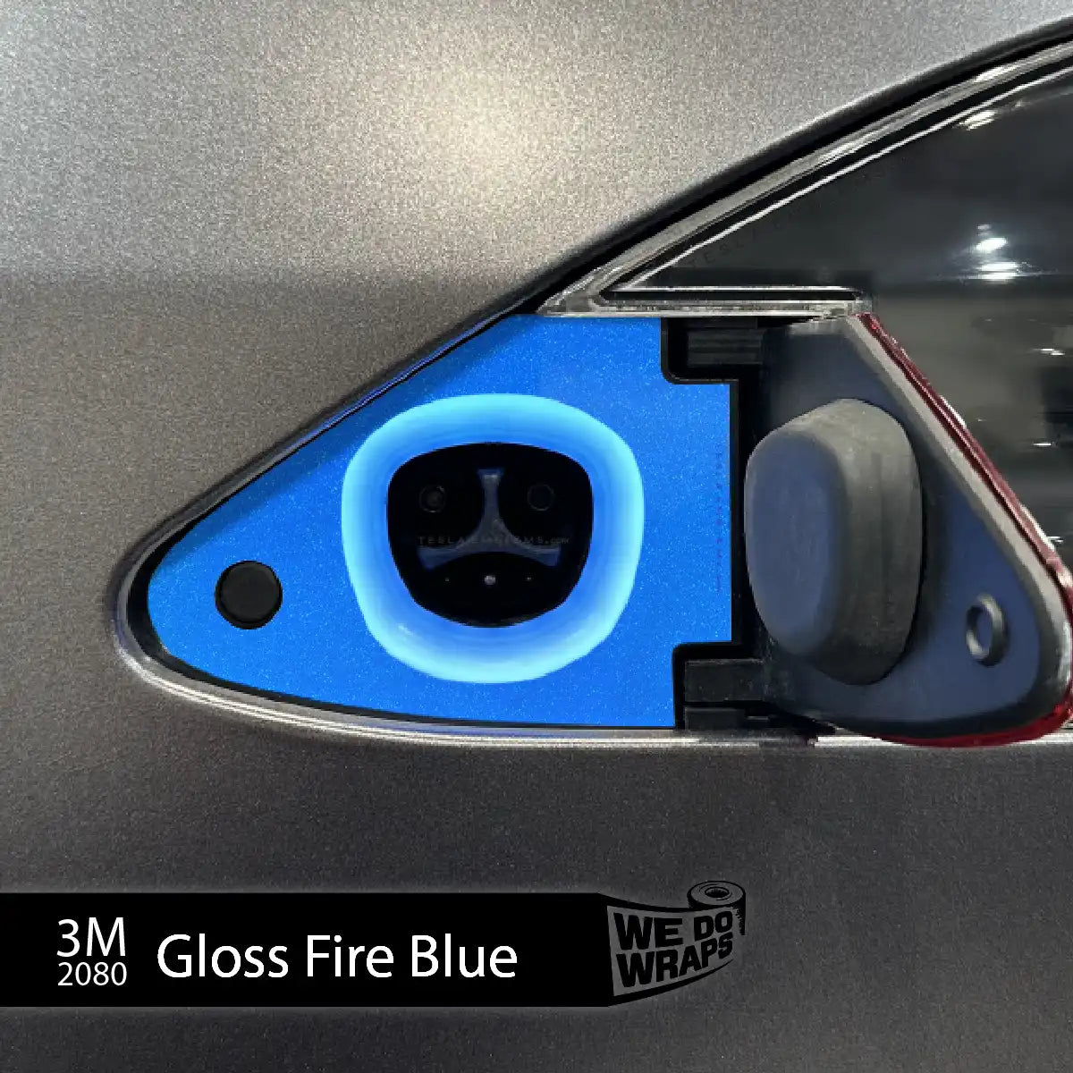 3M Gloss Fire Blue Tesla Charge Port Wrap | Model X - Tesla Emblems