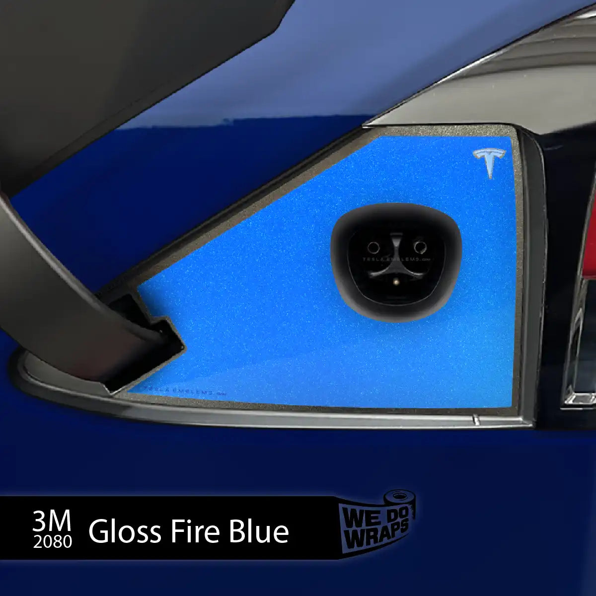 3M Gloss Fire Blue Tesla Charge Port Wrap | Model X - Tesla Emblems