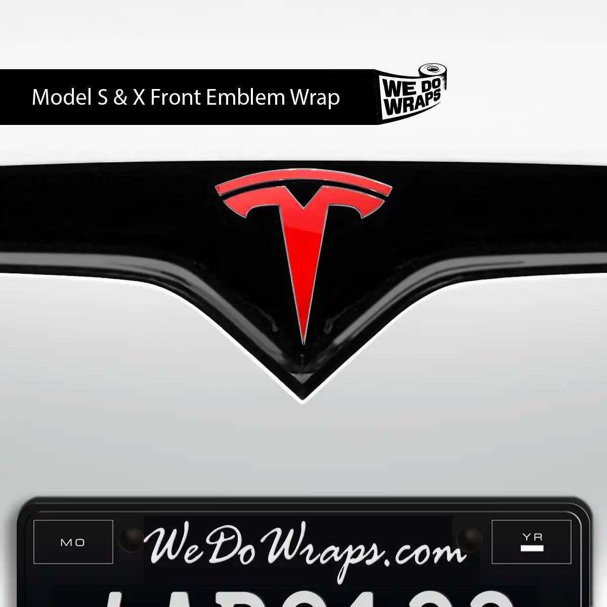 3M Gloss Hot Rod Red Tesla Emblem Decals (Front + Back) | Model X - Tesla Emblems