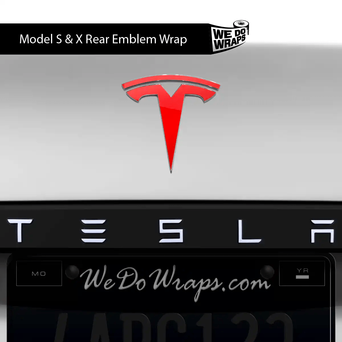 3M Gloss Hot Rod Red Tesla Emblem Decals (Front + Back) | Model X - Tesla Emblems