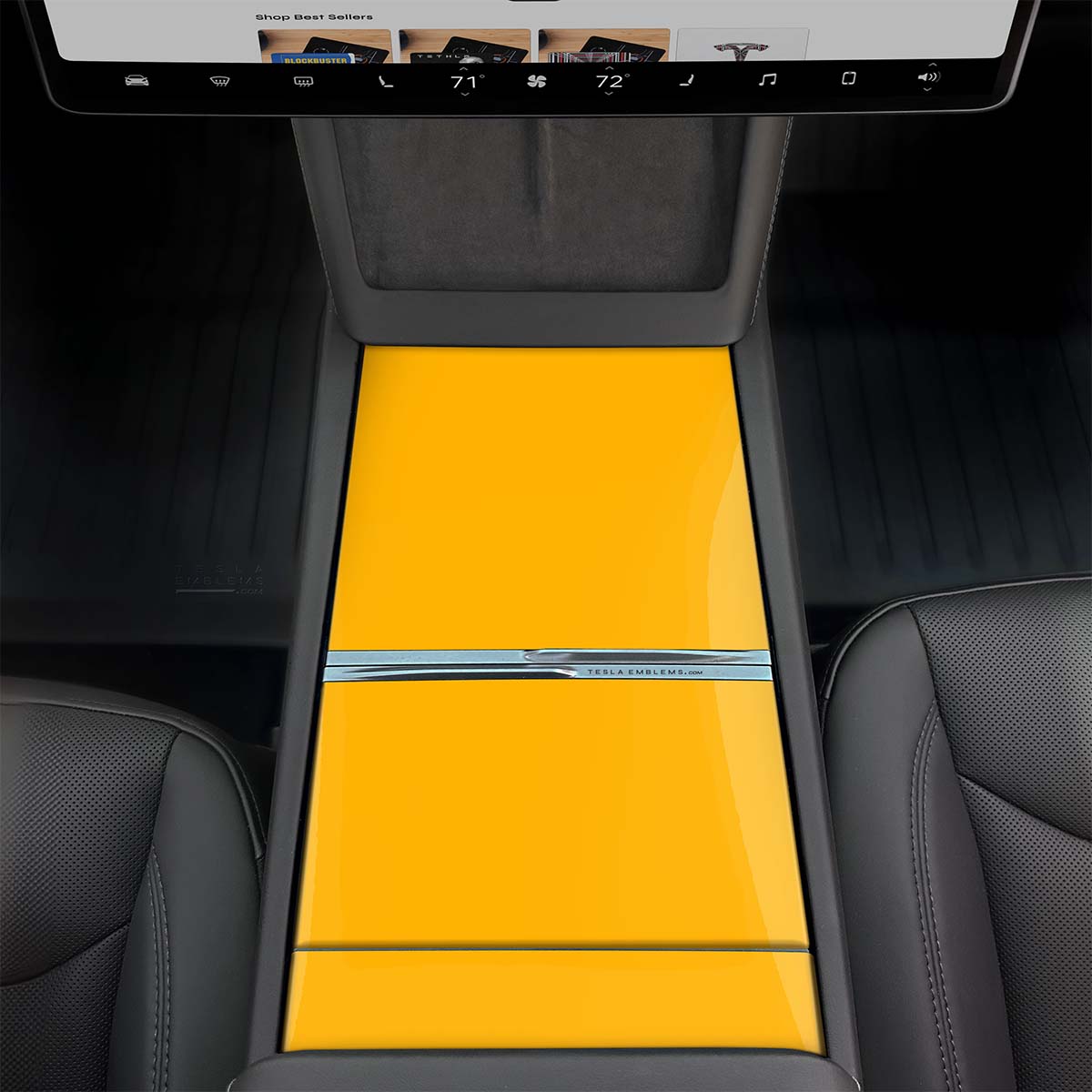 3M Gloss Sunflower Yellow | Tesla Center Console Wrap Kit | Model 3 '24 - 26 Refresh - Tesla Emblems