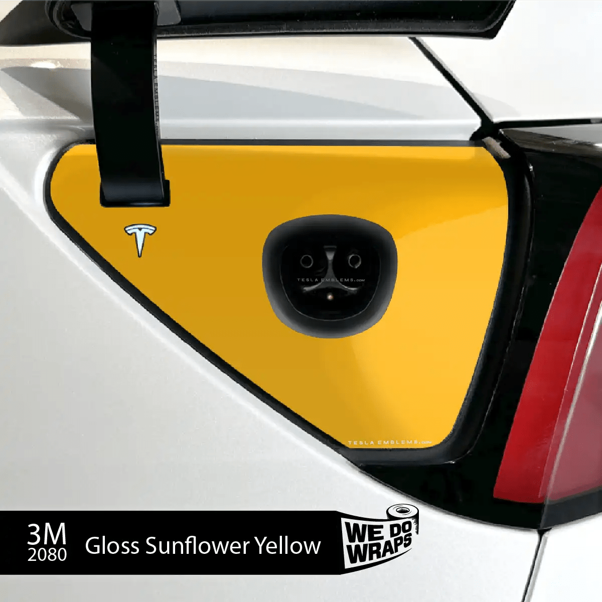 3M Gloss Sunflower Yellow Tesla Charge Port Wrap | Model Y - Tesla Emblems