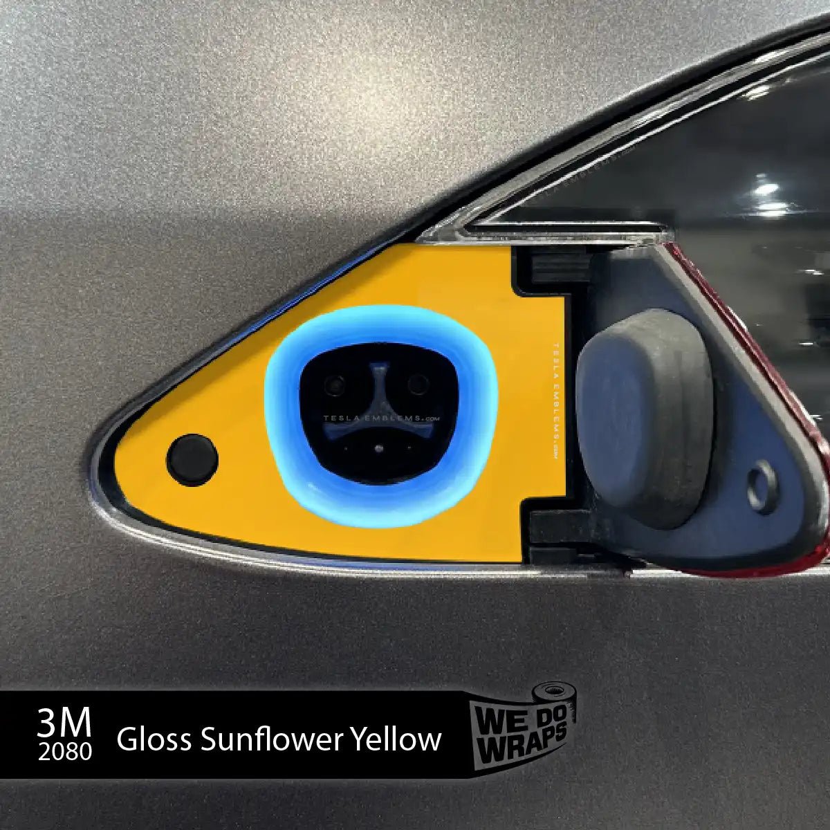 3M Gloss Sunflower Yellow Tesla Charge Port Wrap | Model X - Tesla Emblems