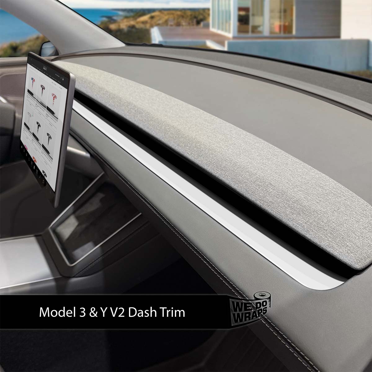 3M Gloss White Tesla Dash Trim Wrap | Model 3 ’24 - 26 Refresh - Tesla Emblems