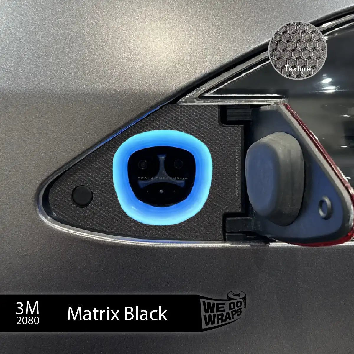 3M Matrix Black Tesla Charge Port Wrap | Model X - Tesla Emblems