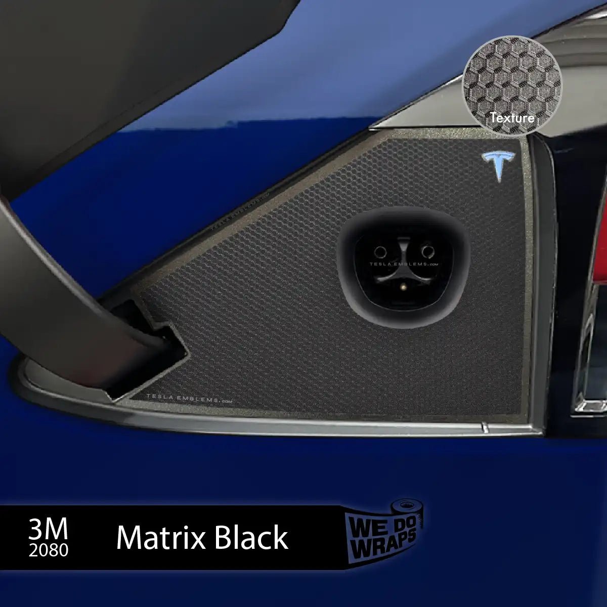 3M Matrix Black Tesla Charge Port Wrap | Model X - Tesla Emblems