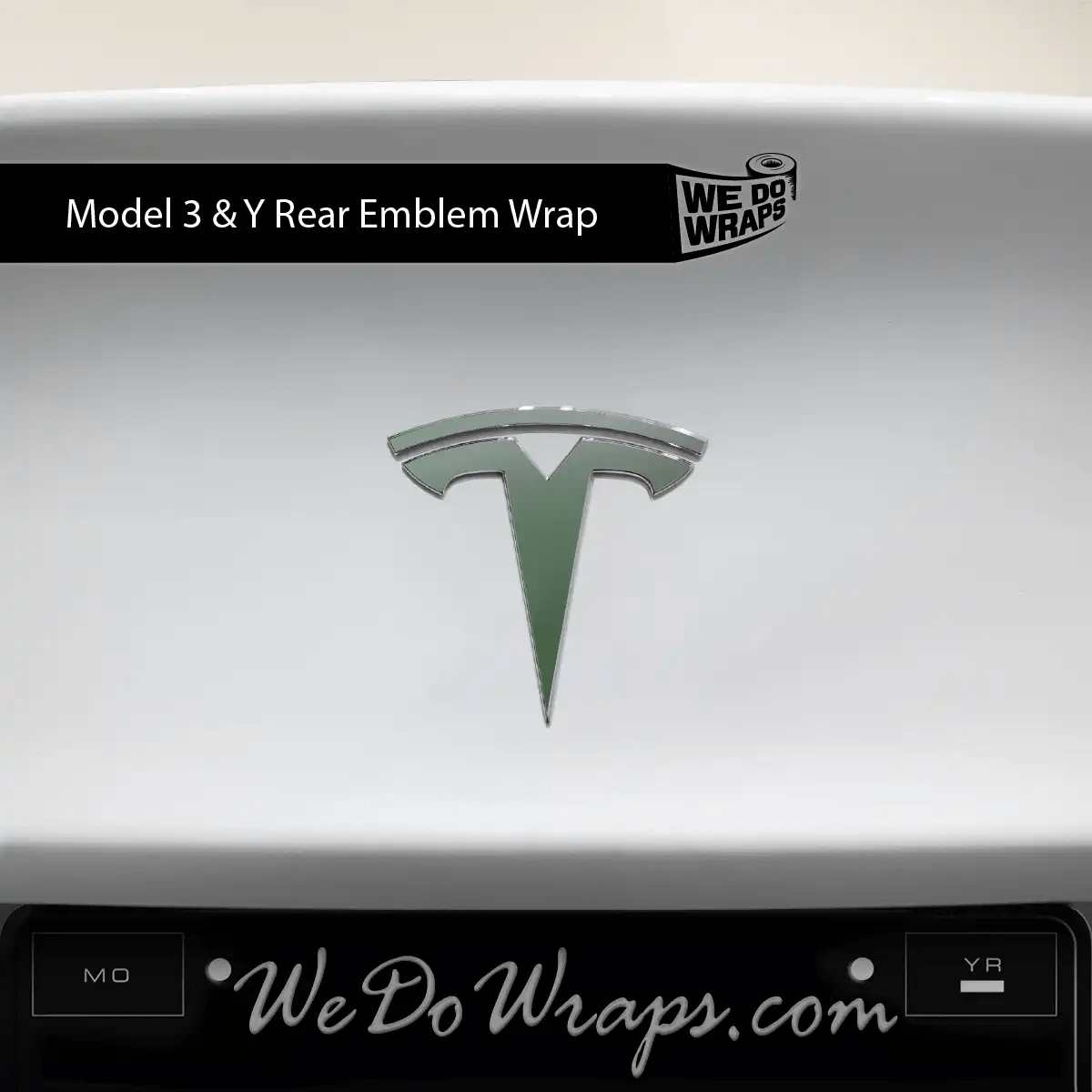 3M Matte Military Green Tesla Emblem Decals (Front + Back) | Model Y - Tesla Emblems