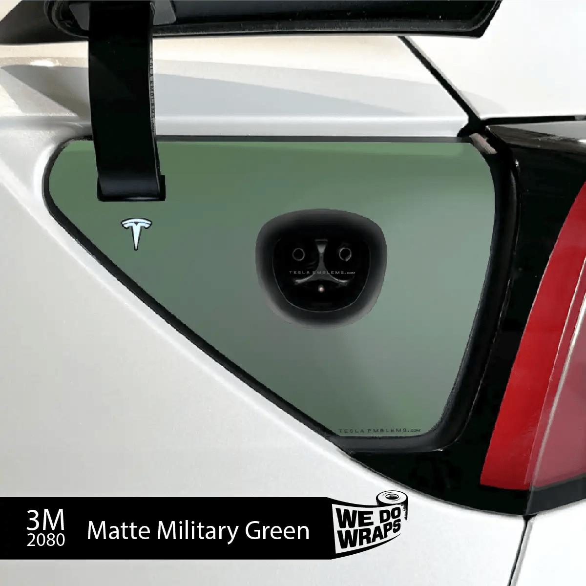 3M Matte Military Green Tesla Charge Port Decal | Model Y - Tesla Emblems
