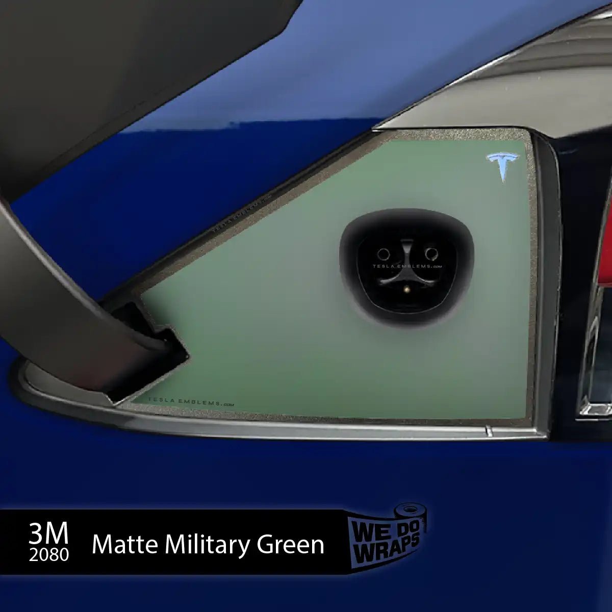 3M Matte Military Green Tesla Charge Port Decal | Model X - Tesla Emblems