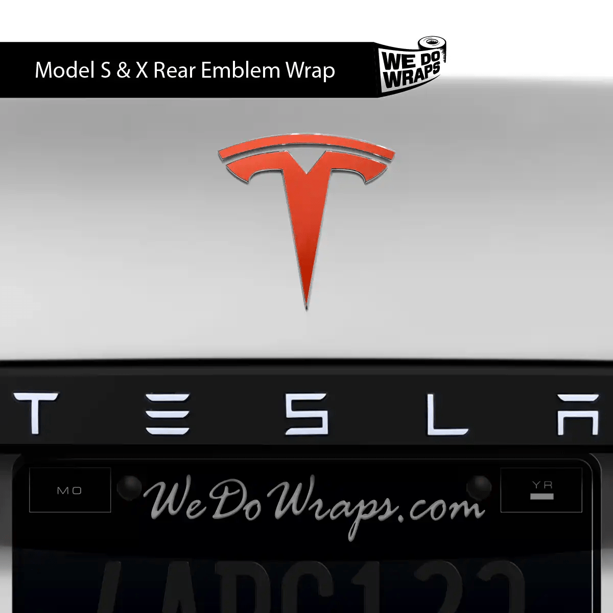 3M Matte Red Tesla Emblem Decals (Front + Back) | Model X - Tesla Emblems