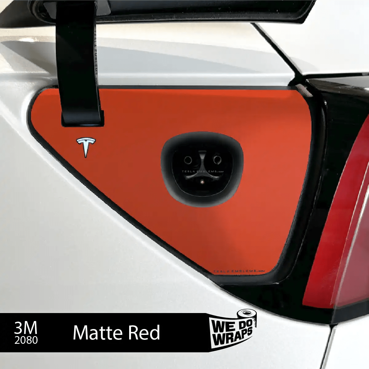 3M Matte Red Tesla Charge Port Wrap | Model Y - Tesla Emblems