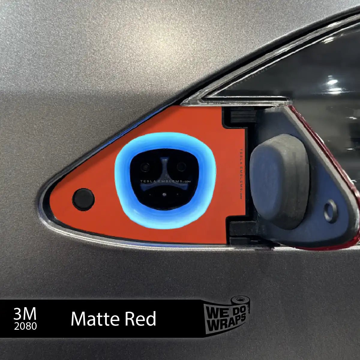 3M Matte Red Tesla Charge Port Wrap | Model X - Tesla Emblems