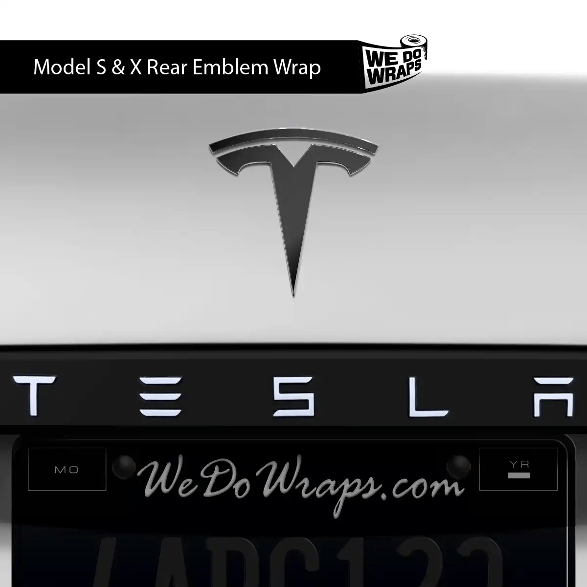 3M Satin Black Tesla Emblem Decals (Front + Back) | Model X - Tesla Emblems
