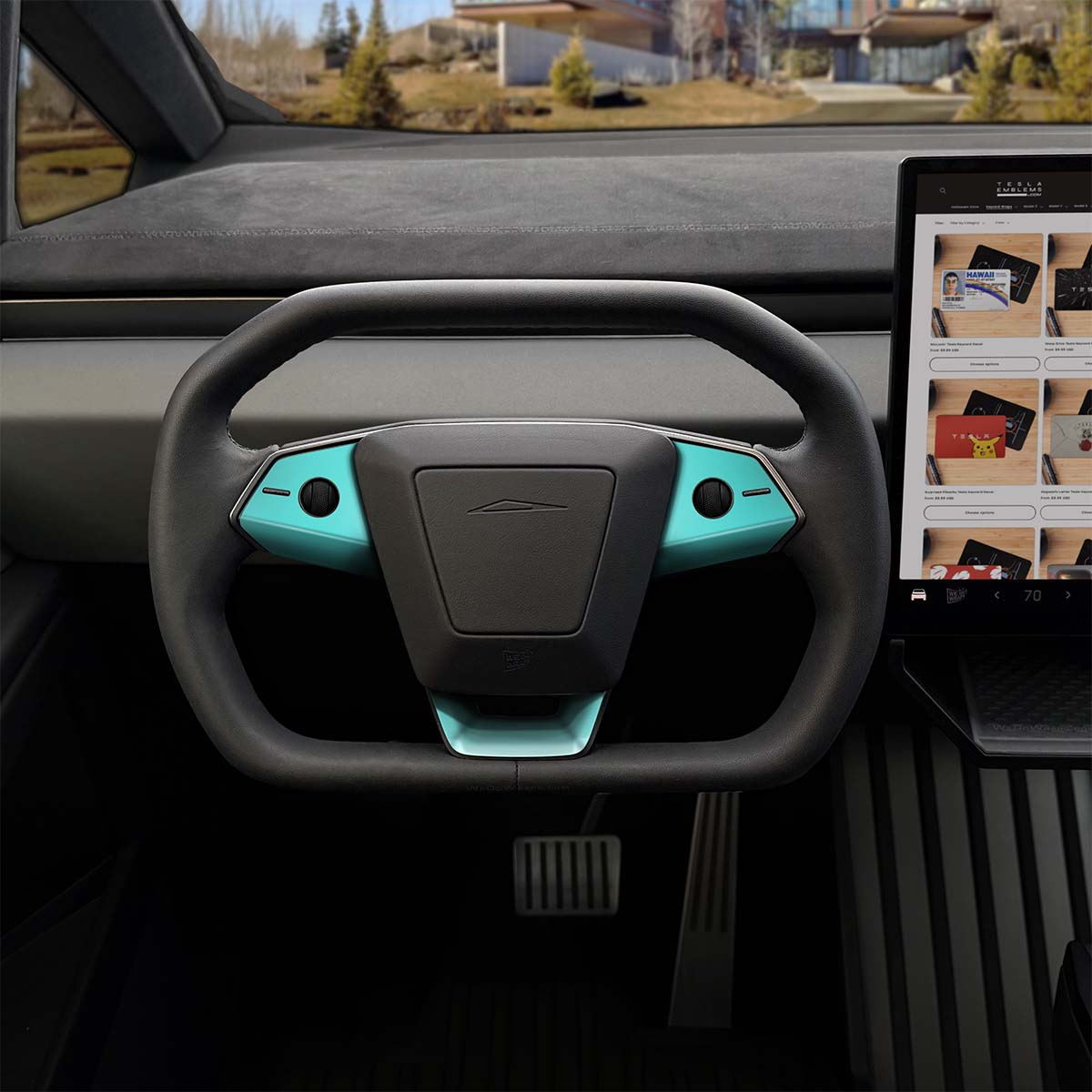 3M Satin Key West Tesla Steering Wheel Trim Decal Kit (3pcs) | Cybertruck - Tesla Emblems