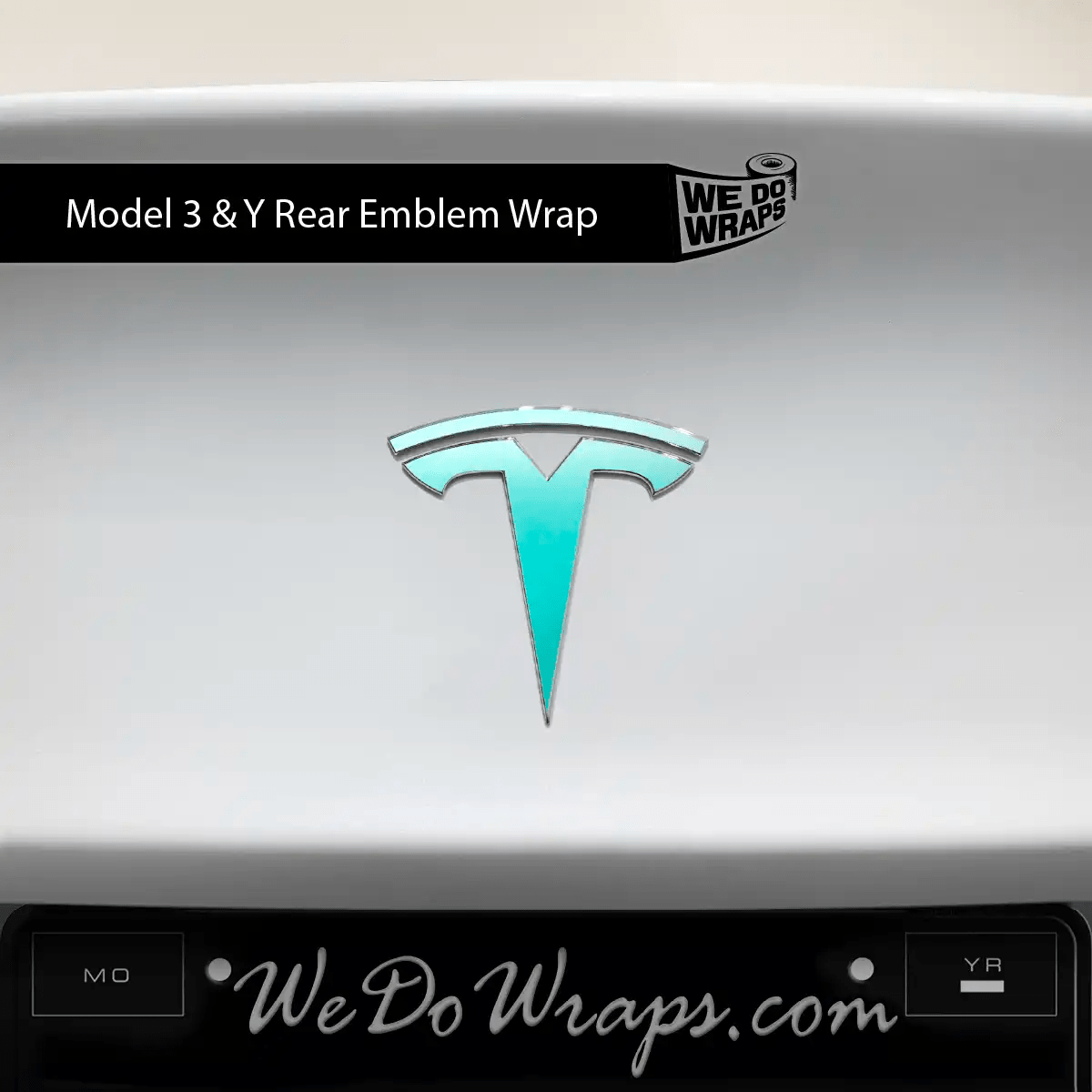 3M Satin Key West Tesla Emblem Decals (Front + Back) | Model Y - Tesla Emblems