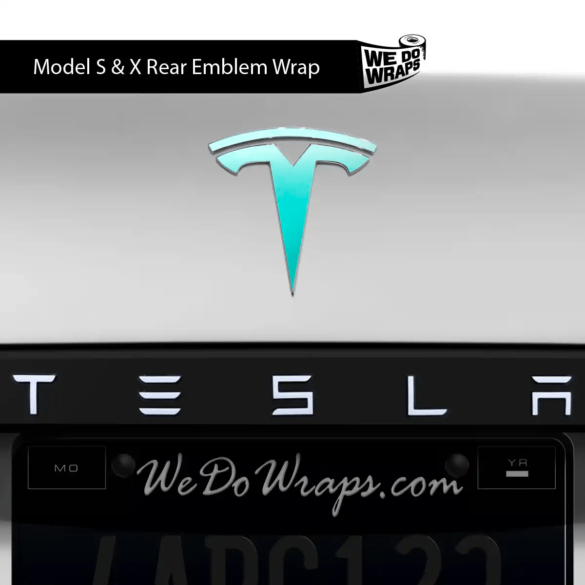 3M Satin Key West Tesla Emblem Decals (Front + Back) | Model S - Tesla Emblems