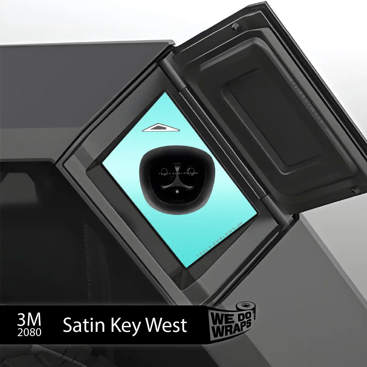 3M Satin Key West Tesla Charge Port Wrap | Cybertruck - Tesla Emblems