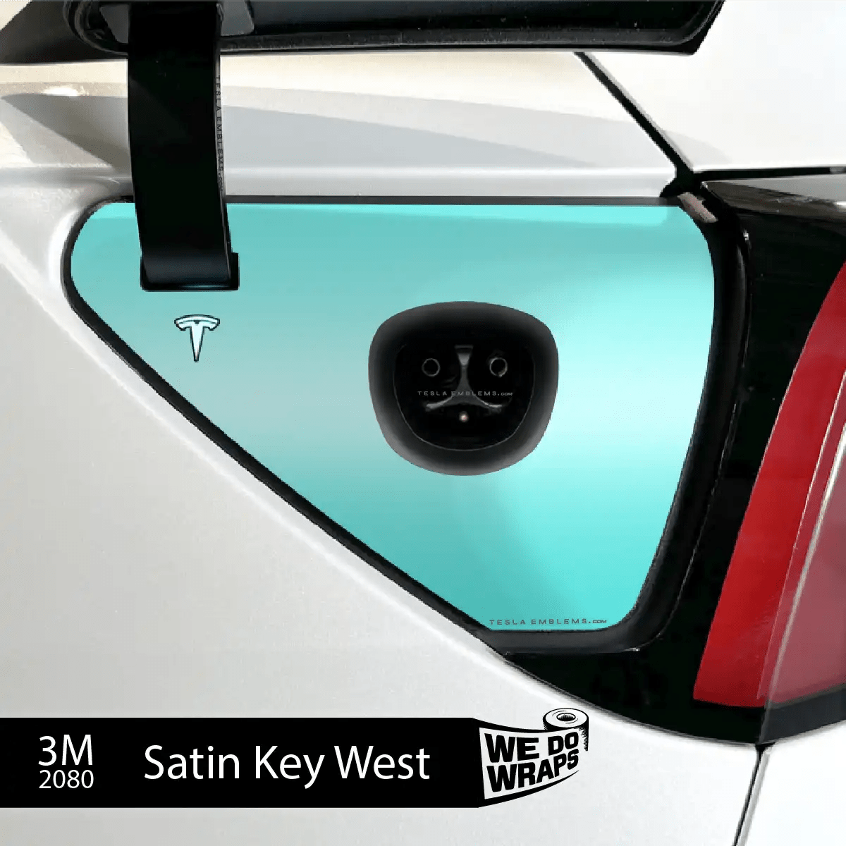 3M Satin Key West Tesla Charge Port Wrap | Model Y - Tesla Emblems