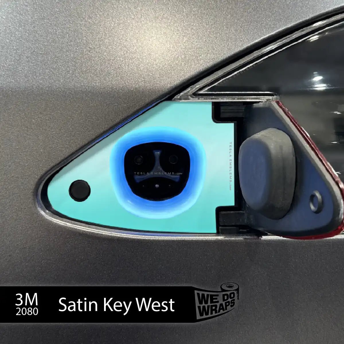 3M Satin Key West Tesla Charge Port Wrap | Model X - Tesla Emblems