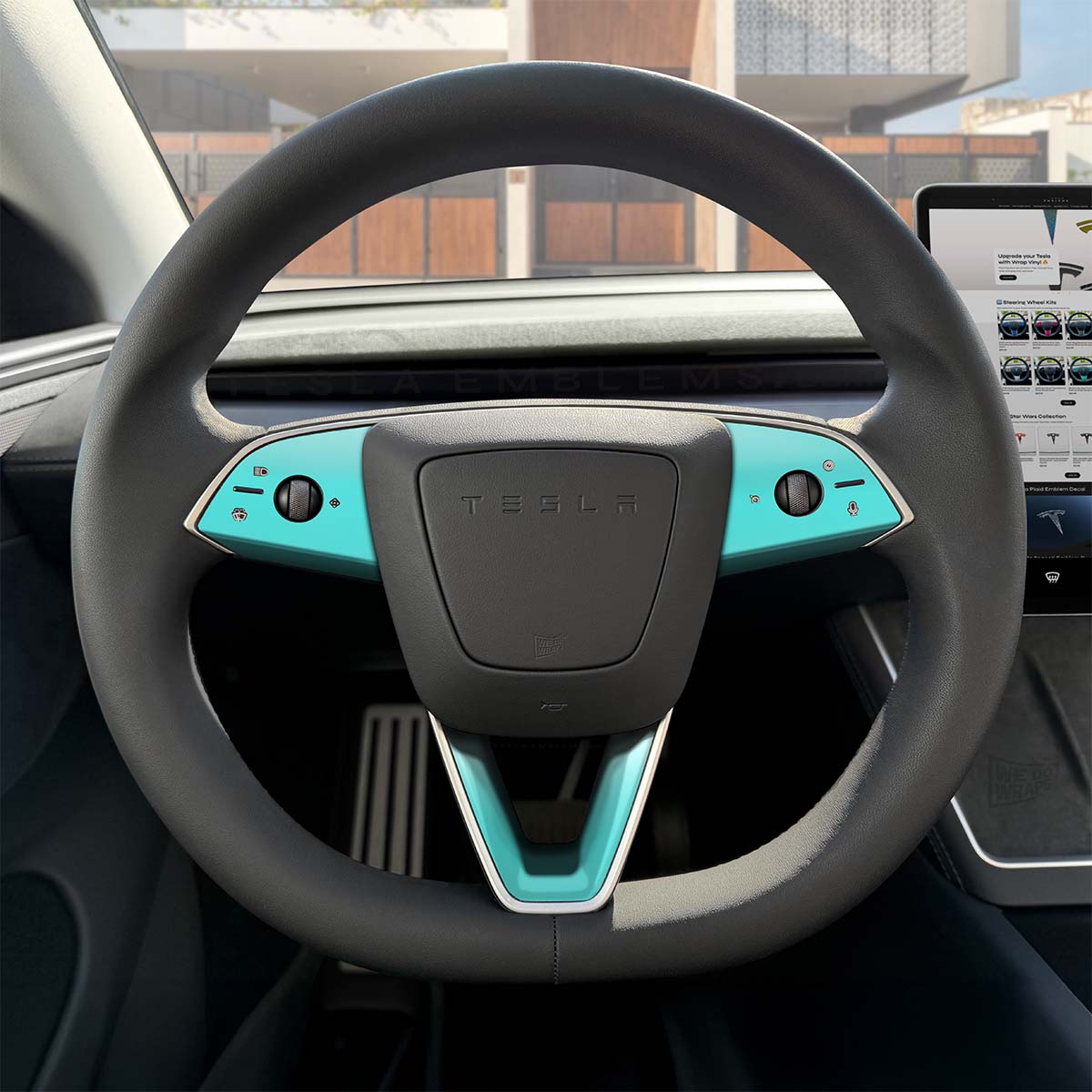3M Satin Key West Tesla Steering Wheel Trim Decal Kit (3pcs) | MY 2026+ "Juniper" - Tesla Emblems