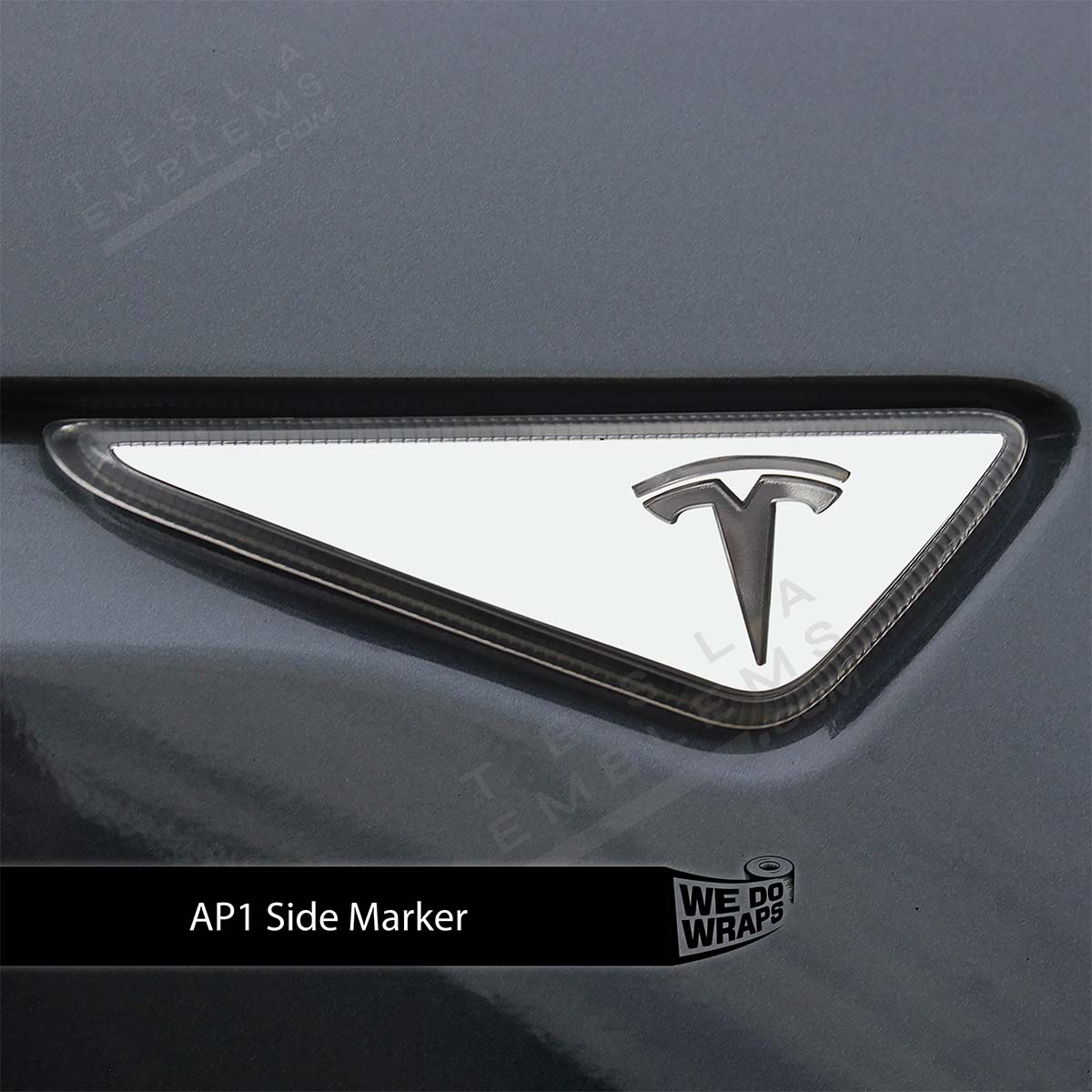 3M Satin White Tesla AP1 Side Marker Wrap (2pcs) - Tesla Emblems