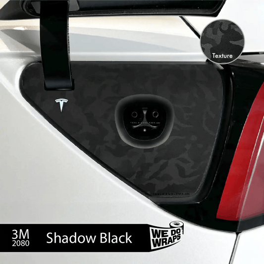 3M Shadow Black Camo Tesla Charge Port Wrap | Model Y - Tesla Emblems