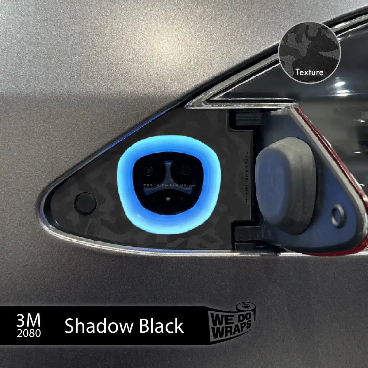 3M Shadow Black Camo Tesla Charge Port Wrap | Model X - Tesla Emblems