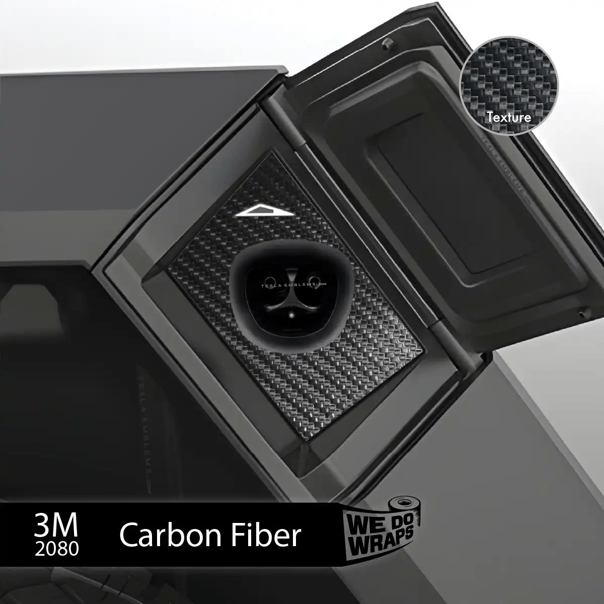 3M Carbon Fiber Tesla Charge Port Wrap | Cybertruck - Tesla Emblems