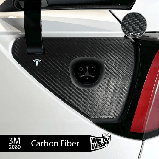 3M Carbon Fiber Tesla Charge Port Wrap | Model Y - Tesla Emblems