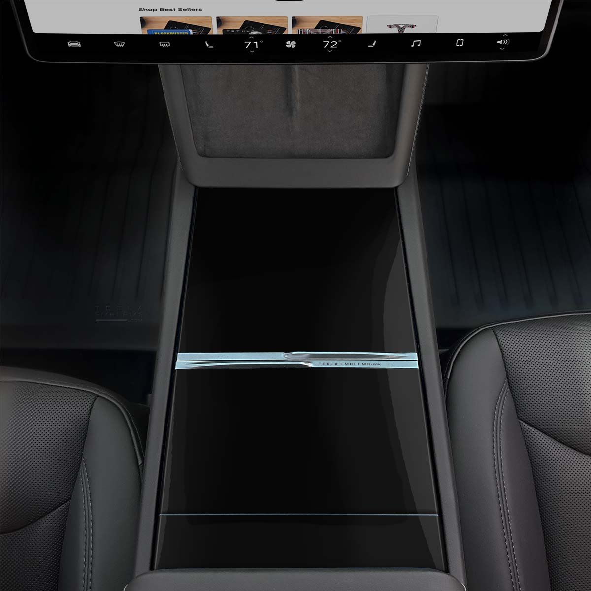 3M Gloss Black | Tesla Center Console Wrap Kit | M3 2024 - ’25 “Highland” - Tesla Emblems