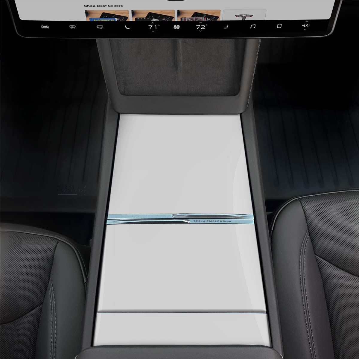 3M Gloss White Center Console Wrap Kit | 2024+ Model 3 "Highland" - Tesla Emblems