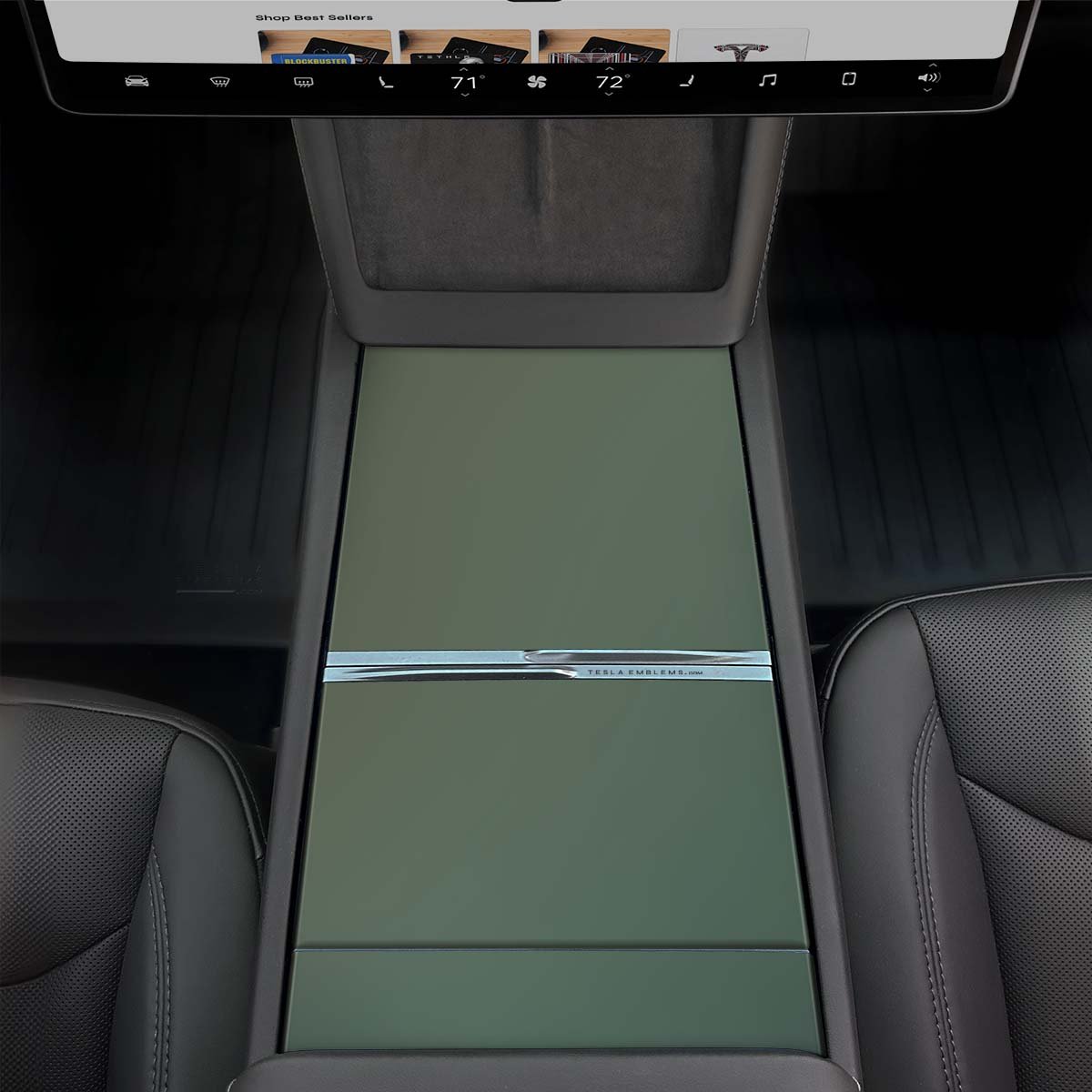 3M Matte Military Green Center Console Wrap Kit | 2024+ Model 3 "Highland" - Tesla Emblems
