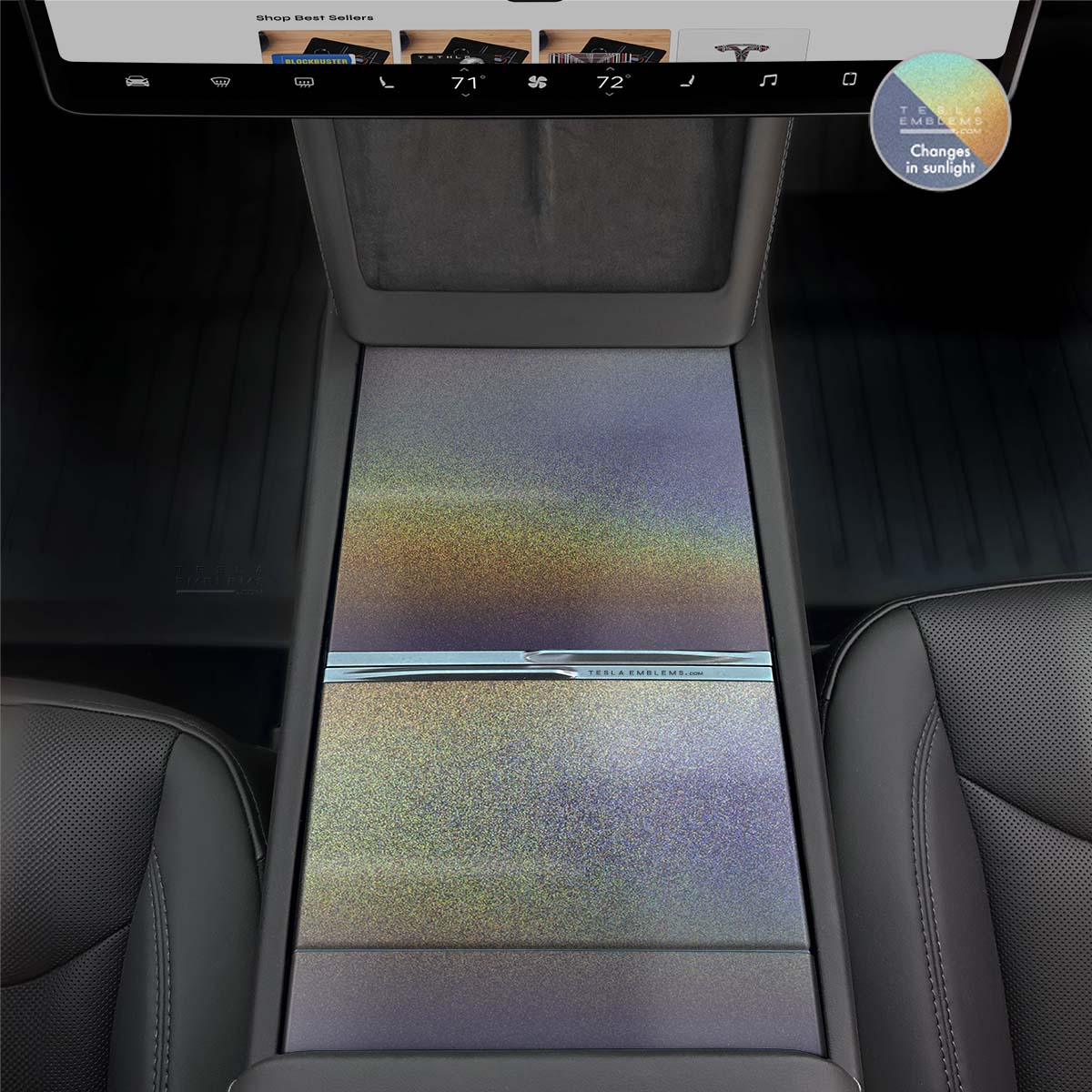 3M Satin Psychedelic Flip Center Console Wrap Kit | 2024+ Model 3 "Highland" - Tesla Emblems
