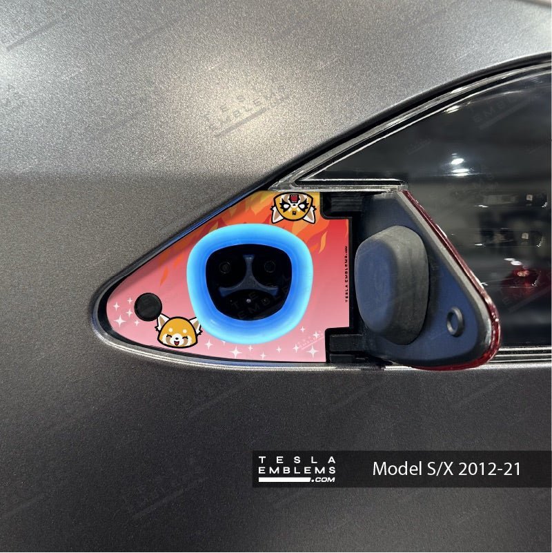 Aggretsuko Tesla Charge Port Wrap | Model X - Tesla Emblems