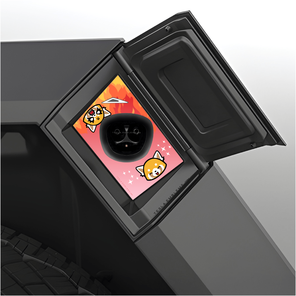 Aggretsuko Tesla Charge Port Wrap - Tesla Emblems