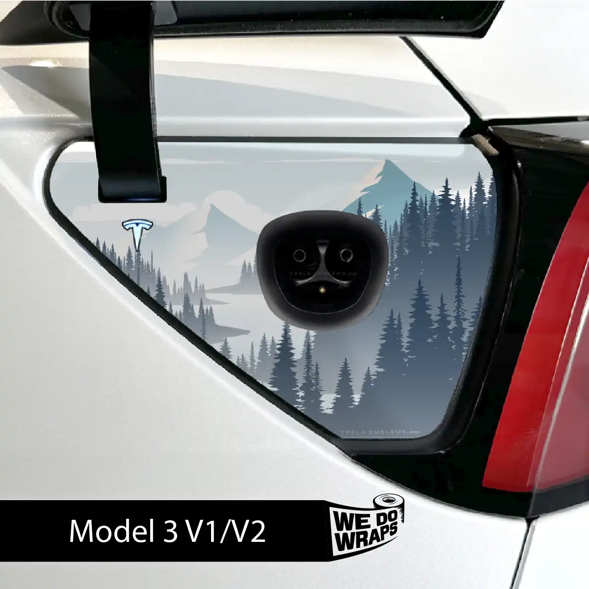 Alpine Retreat Tesla Charge Port Wrap | Model 3 - Tesla Emblems