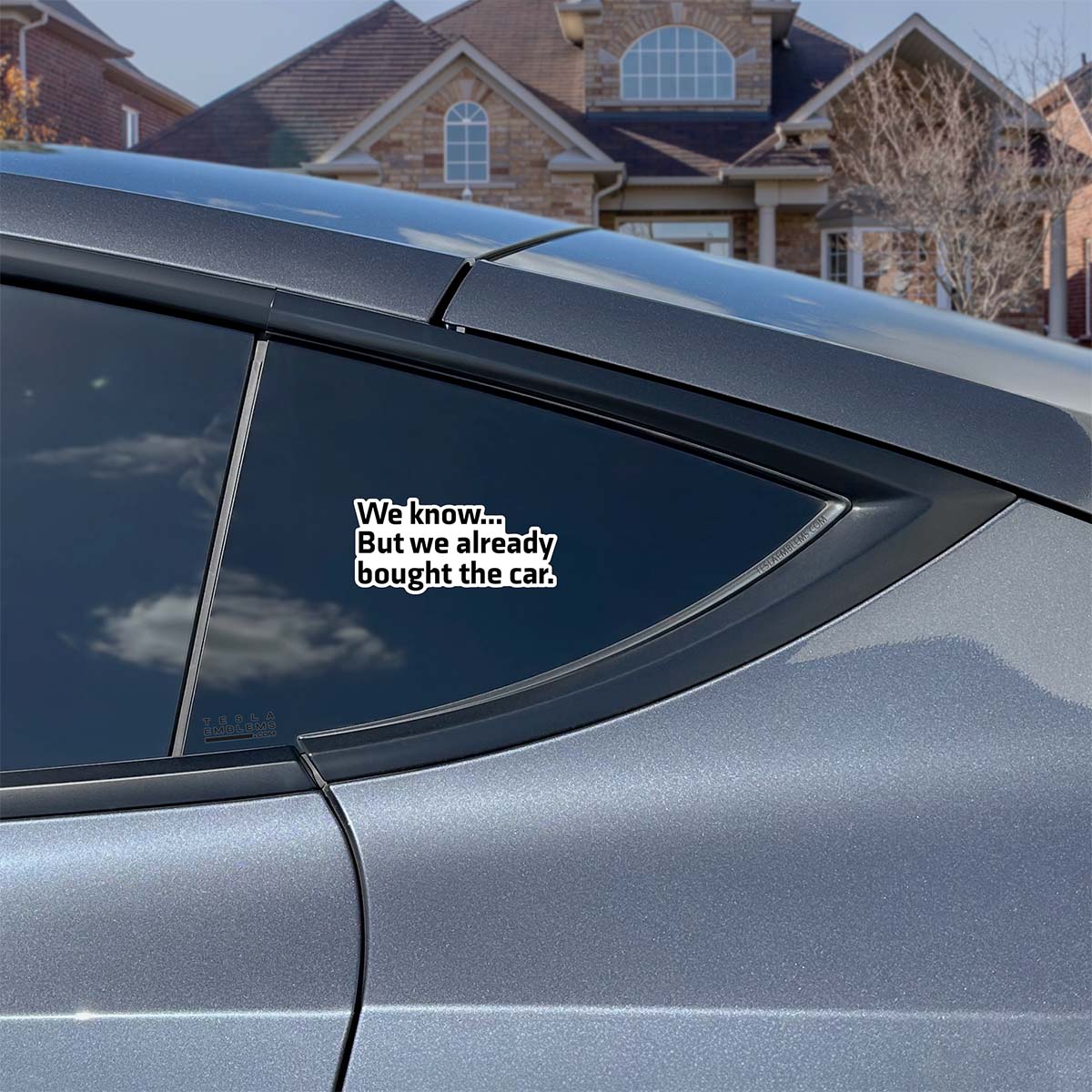 We Know... But We Already Bought The Car Vinyl Decal Sticker - Tesla Emblems