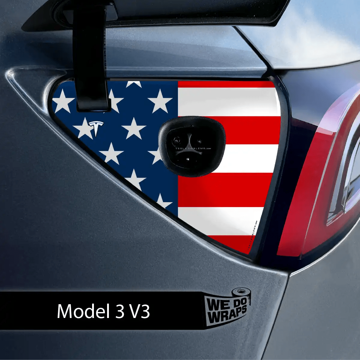 American Flag Tesla Charge Port Wrap | Model 3 - Tesla Emblems