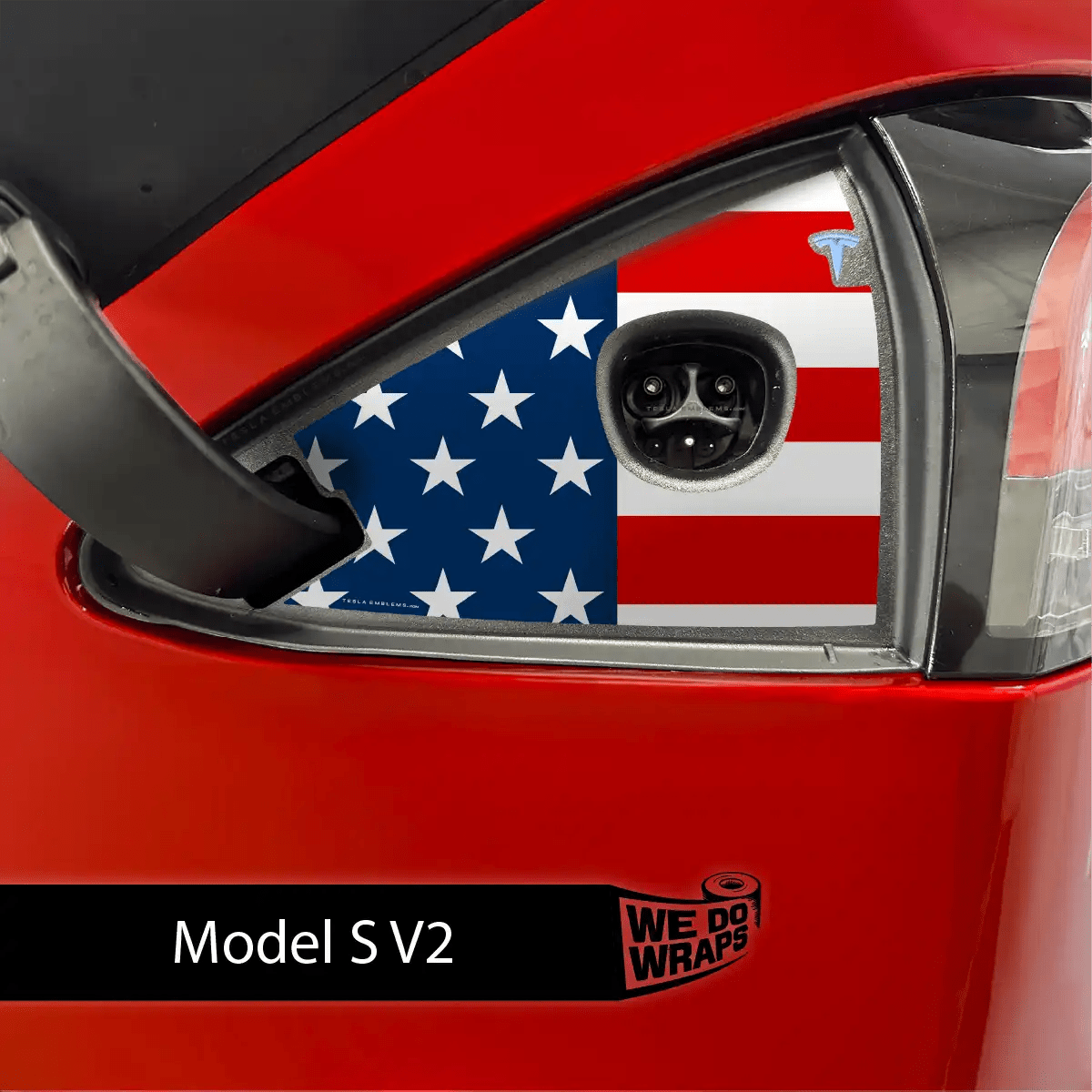 American Flag Tesla Charge Port Wrap | Model S - Tesla Emblems